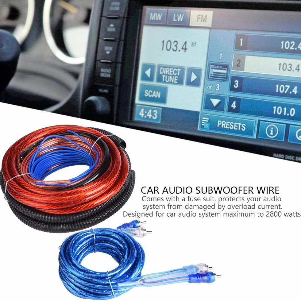 Kit di cavi per amplificatore, 4 calibri 2800W Car Amplificatore per subwoofer Installazione altoparlanti Cavo Cavo Kit Fusibile