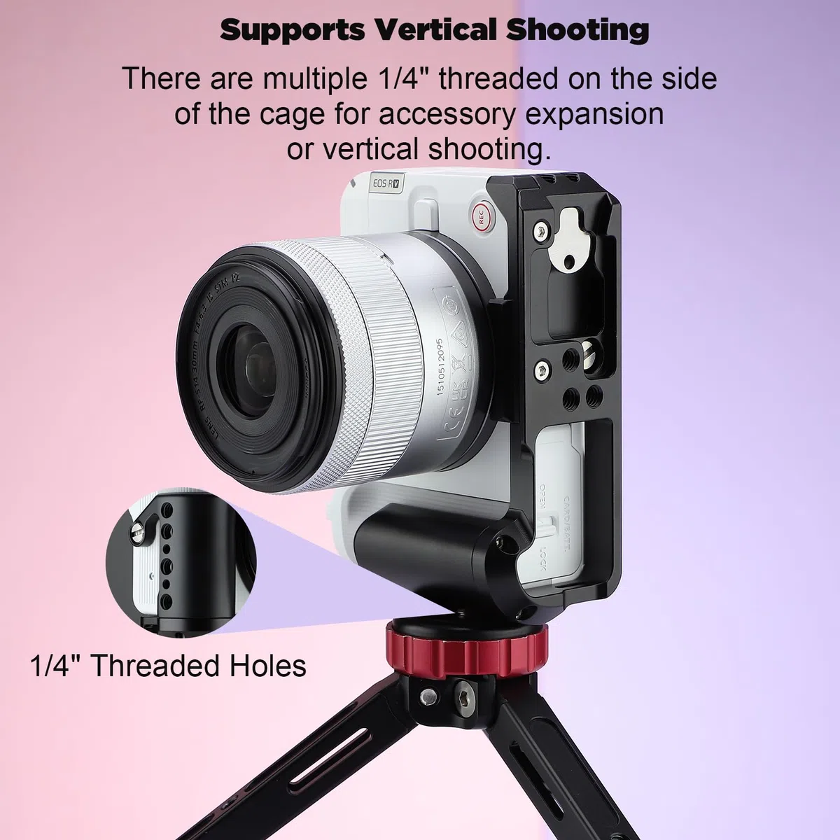 Leftfoto R50 V Gabbia per fotocamera Canon R50V con impugnatura - Telaio di protezione per fotocamera con base Arca Compatibilità con stabilizzatore DJI RS - per riprese video Vlog