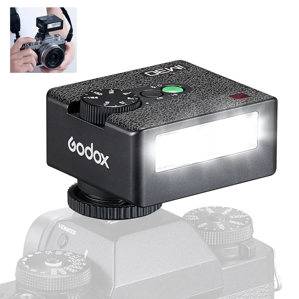 Godox iM30 Godox Flash GN15 con 7 livelli, CCT 6000K ± 200K, IM 30 mini flash manuale per Sony zv1/Sony zve10/Canon/Ricoh gr3/Fuji f1-230 flash full-power