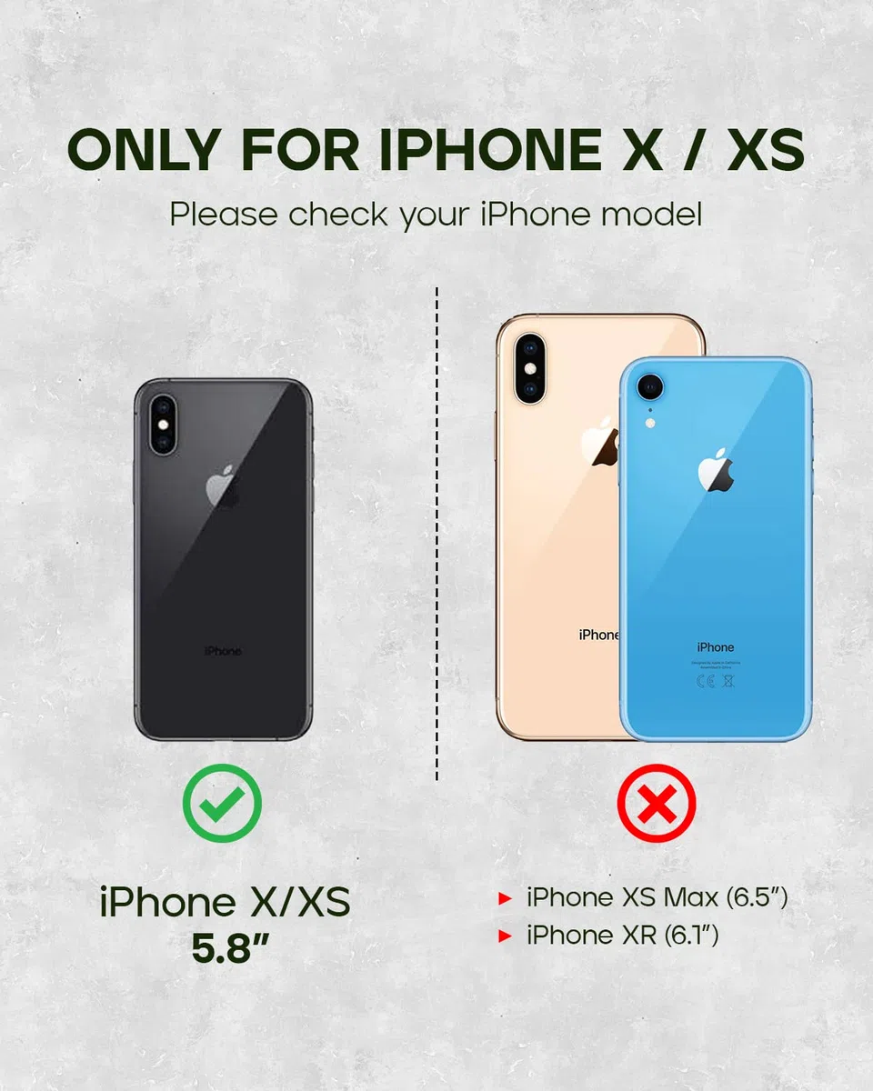 Porter Riley Custodia in Pelle per Iphone X/Iphone Xs. Supporto/Copertura/Portafoglio [Slot Per Schede] [Supporto Orizzontale] [Telaio Resistente] (Nero Assoluto)