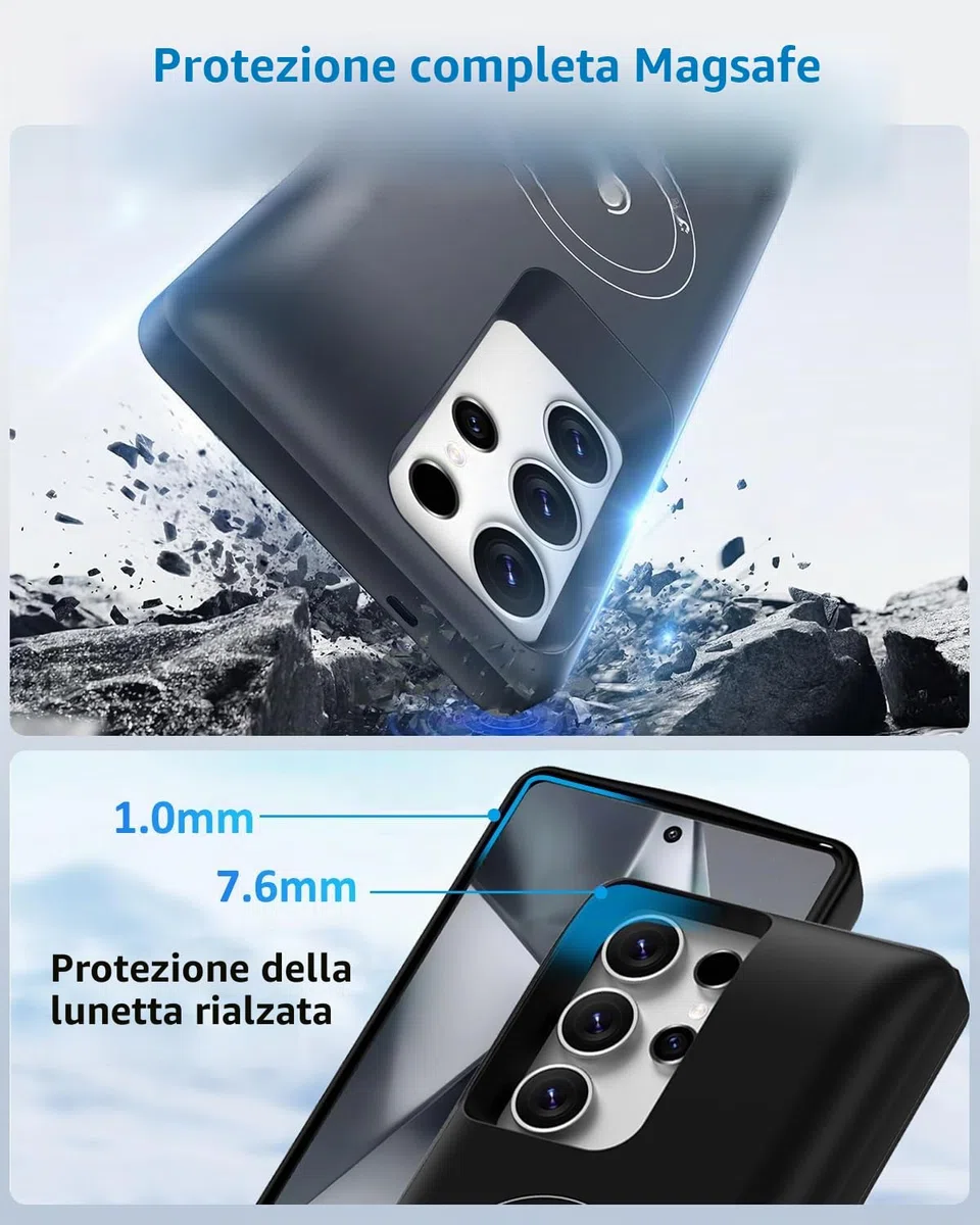 Cover Batteria per Samsung Galaxy S22 Ultra/Galaxy S23 Ultra 15000mAh,Cover Ricaricabile Custodia Batteria Wireless Ricarica Magnetismo Portatile Power Bank per Galaxy S22 Ultra