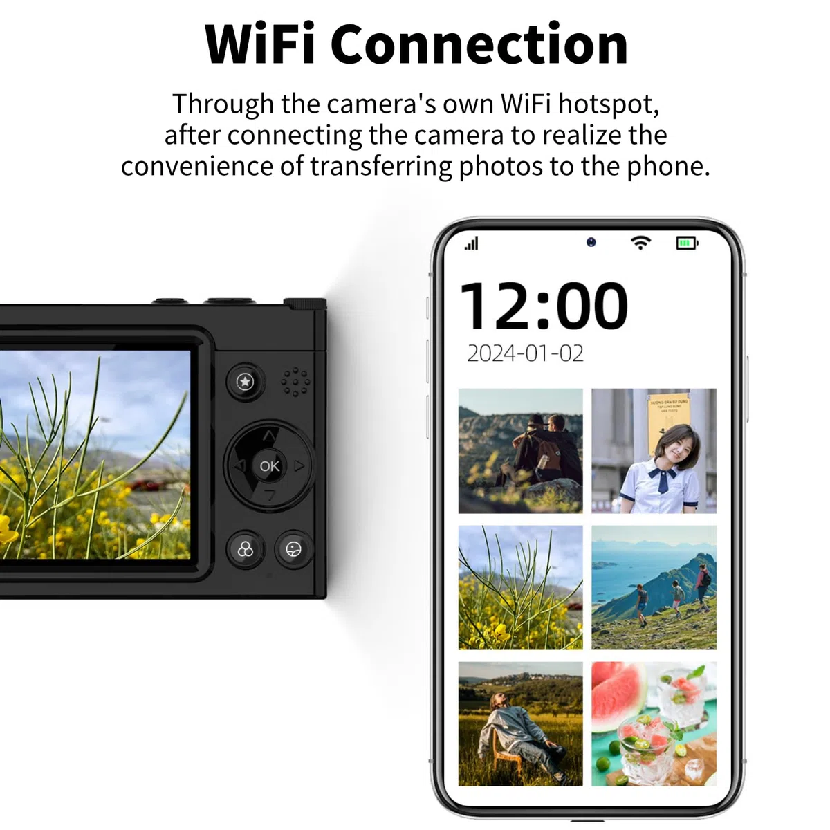 Fotocamera Digitale 4K, Fotocamera per Vlogging con Messa a Fuoco Automatica da 64 MP, Zoom Digitale 28X, Filtro retrò, Lettore Musicale, WiFi, modalità Bellezza, Compatibile con