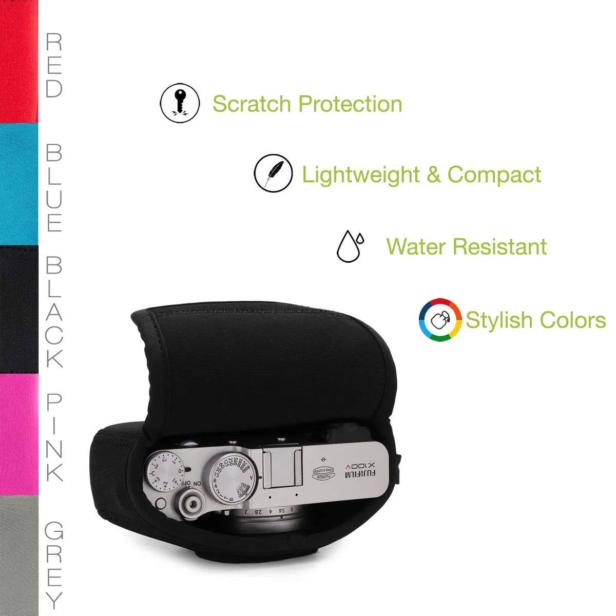 MegaGear MG1896 - Custodia ultra leggera in neoprene, compatibile con Fujifilm X100V, colore: Nero