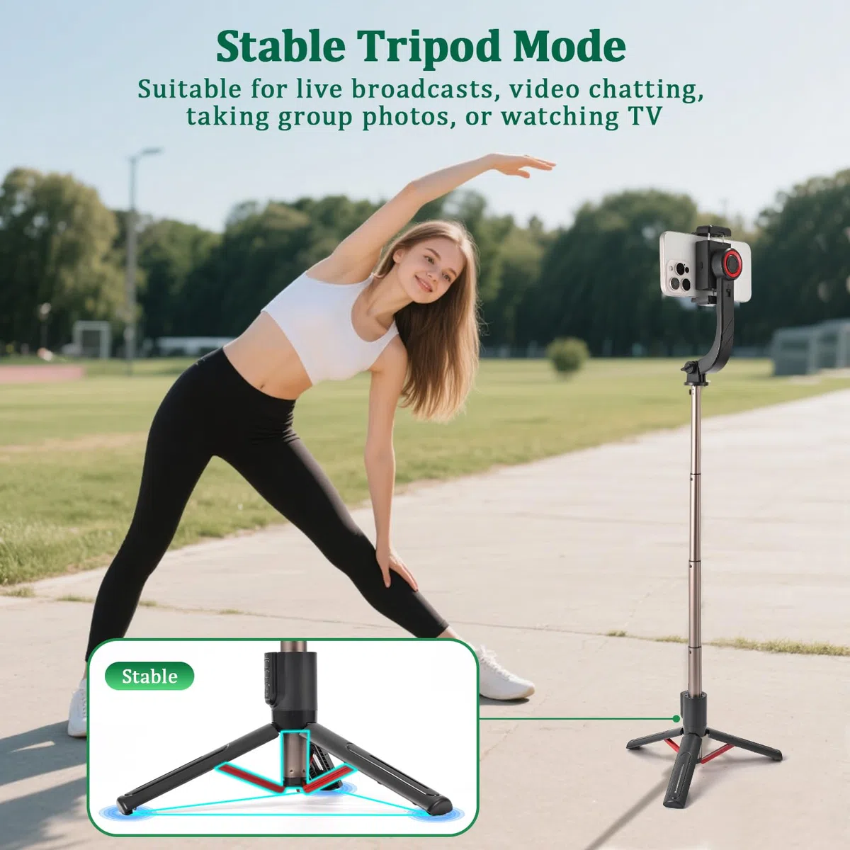 Stabilizzatore cardanico per smartphone, giunto cardanico a 1 asse con telecomando, bastone per selfie portatile e pieghevole e supporto per telefono per stabilizzatore di vlog, video YouTube