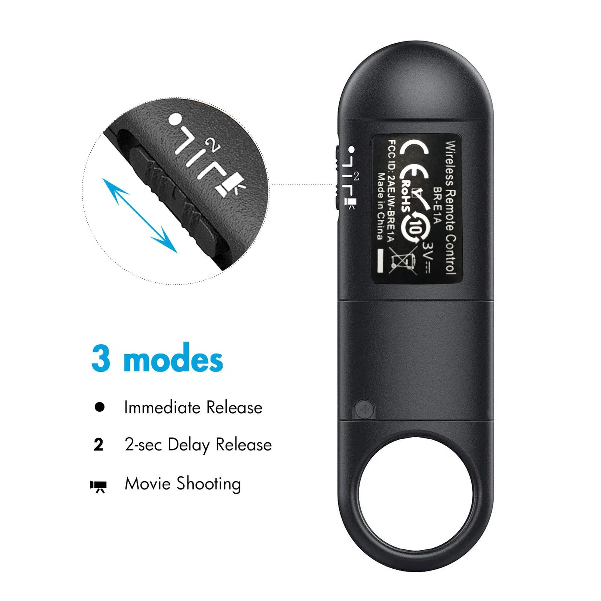 Telecomando wireless per fotocamera Canon R3/R7/R10/M50/EOS M6 Mark II/R/RP/90D/6D Mark II/R5/R6/800D/850D/250D/Rebel SL2/T7i/G5 X Mark II/G7 X Mark III, sostituisce Canon BR-E1