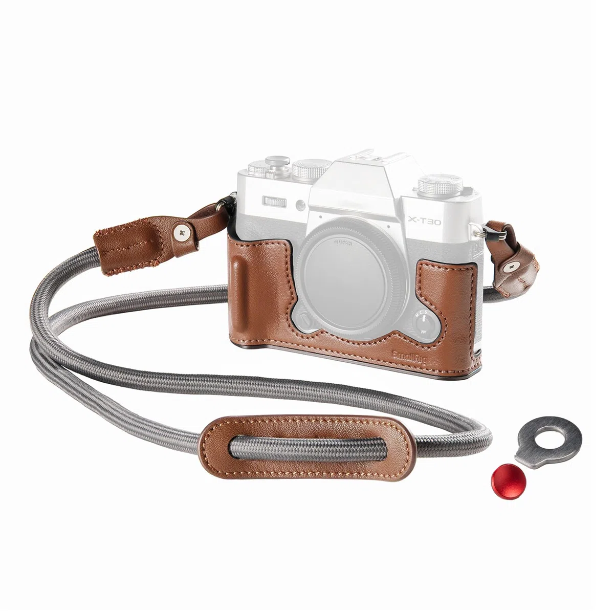 SMALLRIG X-T30 III Borsa semi-in pelle con tracolla per FUJIFILM X-T30 / X-T30 II/X-T30 III, borsa per fotocamera in stile retrò con telaio in alluminio e pulsante di scatto, marrone, 123.0 x 45.7 x