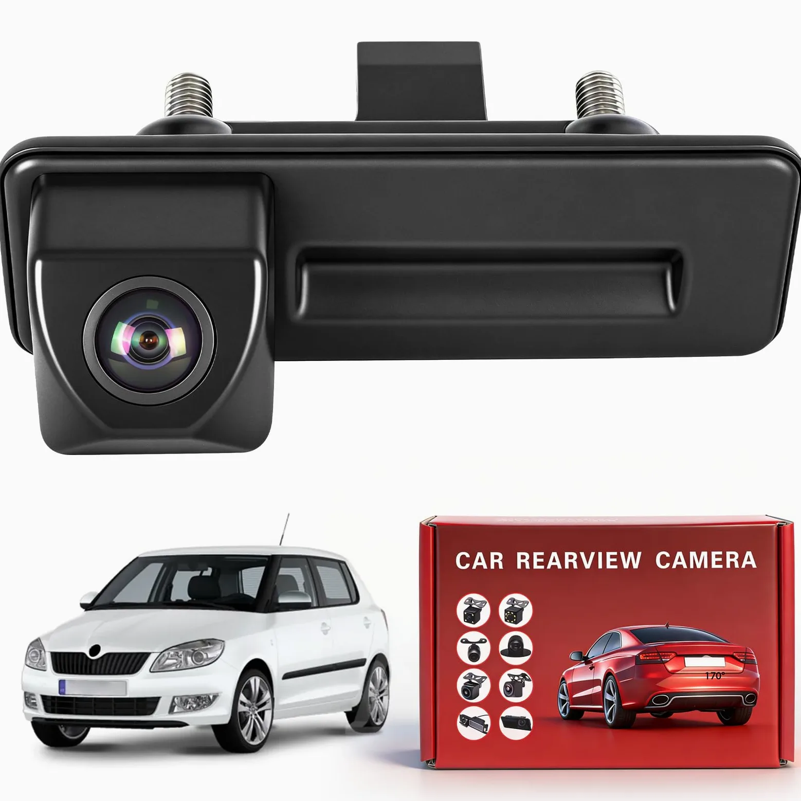 HD 1080P Telecamera Posteriore per Auto Sostituzione per Skoda Fabia Audi A1 A3 2012-2015 Yeti Superb Roomster 2010-2016, 170 Gradi Telecamera per Visione Notturna Grandangolare per Auto