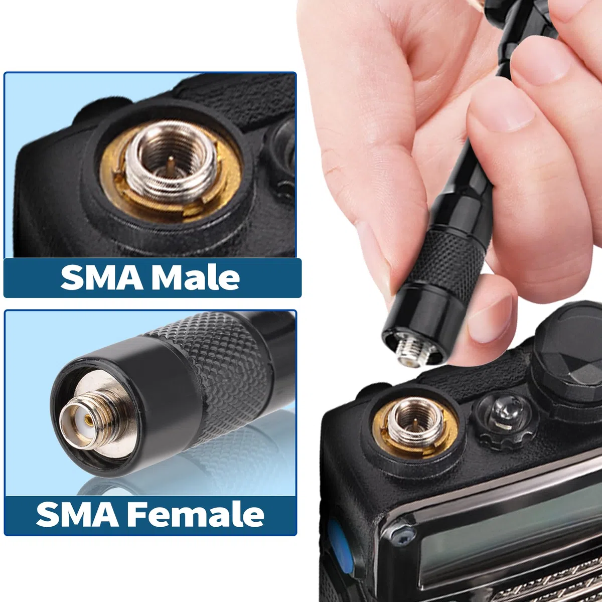 Bingfu Antenna VHF UHF Doppia Banda 136-174/400-460 MHz Antenna Loop con Connettore Femmina SMA, Leggera e Compatta per Radio Portatile Radio Bidirezionale Radioamatoriale