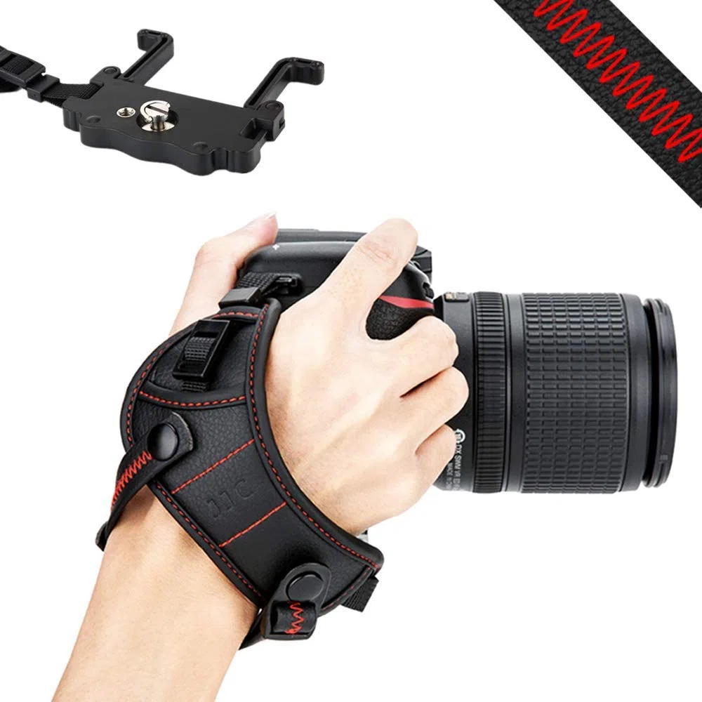 JJC DSLR Fotocamera Cinghia da Polso con Piastra U per Nik. Z30 D7500 D7200 D5600 D3500 D850 D780 Can. EOS R8 R6 R10 R7 R5 R RP 5D Mark IV 6DMkii M50ii M200 90D 850D 200DII FUJI X-E4 X-H2 (Rosso)