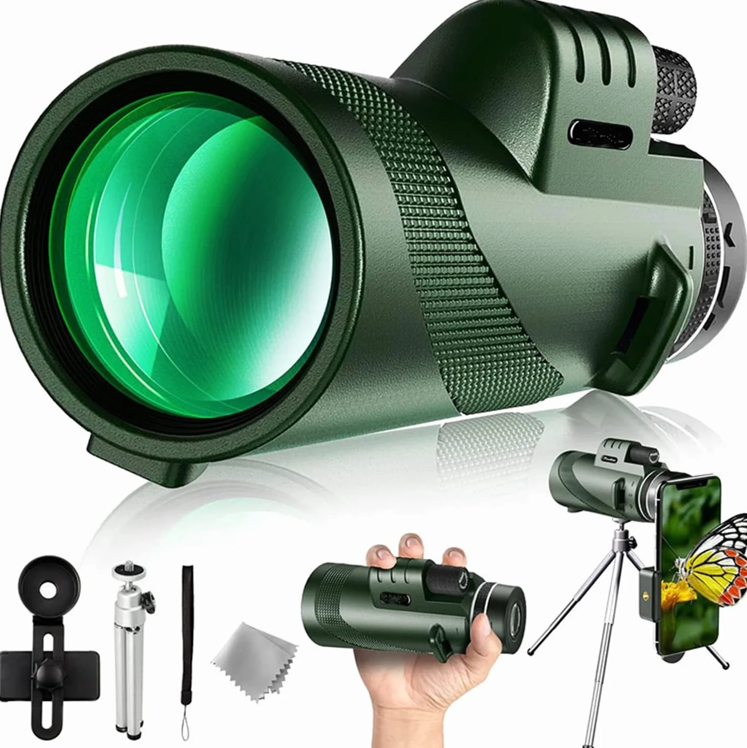 Monocolo 12x50, HD ad alta potenza Telescopio monoculare, BAK-4 Prisma e FMC Cannocchiale Monoculare, per watching caccia campeggio,escursionismo,concerti