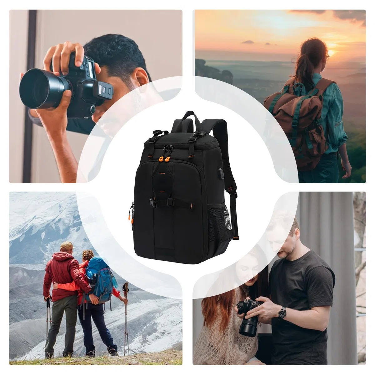 Generico Zaino per Fotocamera,Zaino Impermeabile Capiente con Scomparto per Laptop - Borsa da Viaggio per Fotocamera,per Uomo Donna Fotografia Outdoor Escursione Avventura