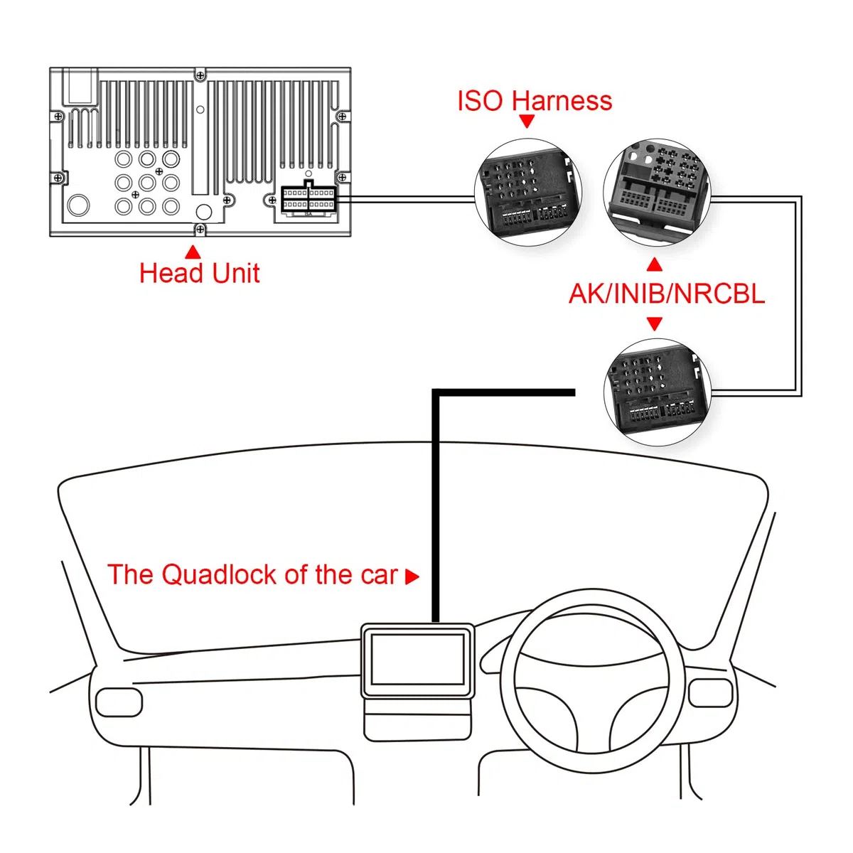 XTRONS Cavo adattatore per cablaggio ISO per auto, con convertitore ad impedenza da alta a bassa, lettore radio stereo Android compatibile con Au-di A3 A4