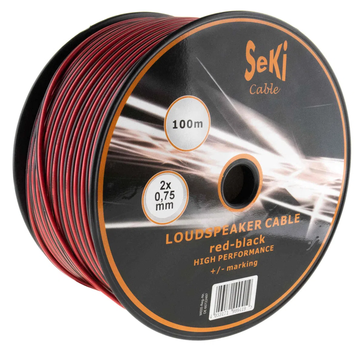 Cavo per altoparlante, 2 x 0,75 mm², 100 m, colore: rosso/nero, CCA
