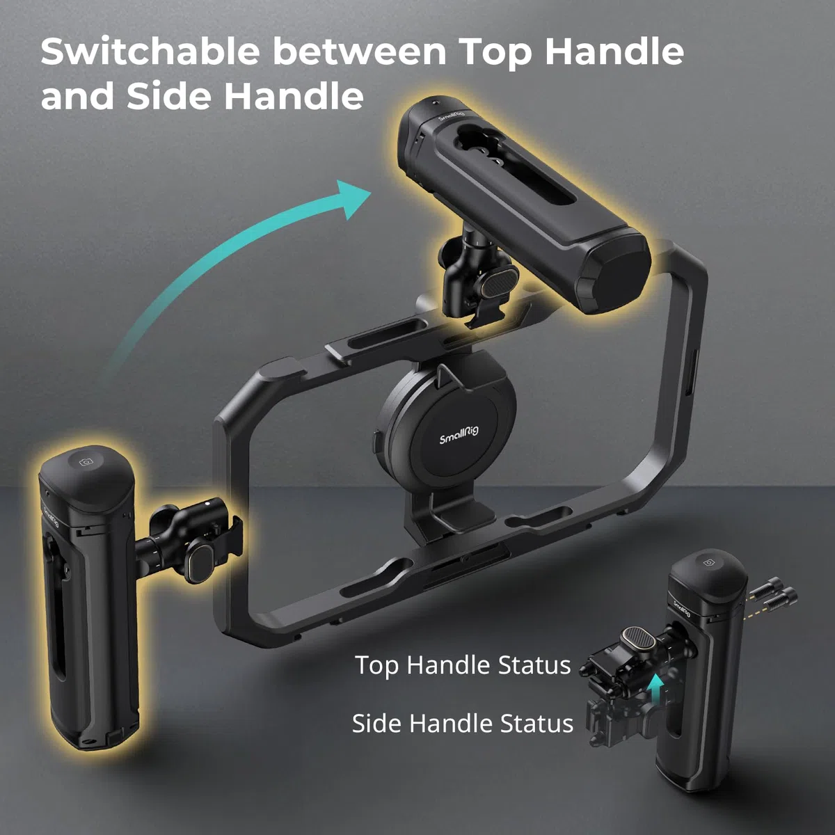 SMALLRIG Maniglia Laterale di Controllo Wireless per Gabbie per Smartphone a Sgancio Rapido SMALLRIG, Impugnatura in Alluminio con Adattatore a Sgancio Rapido, Modulo di Controllo Remoto - 4402
