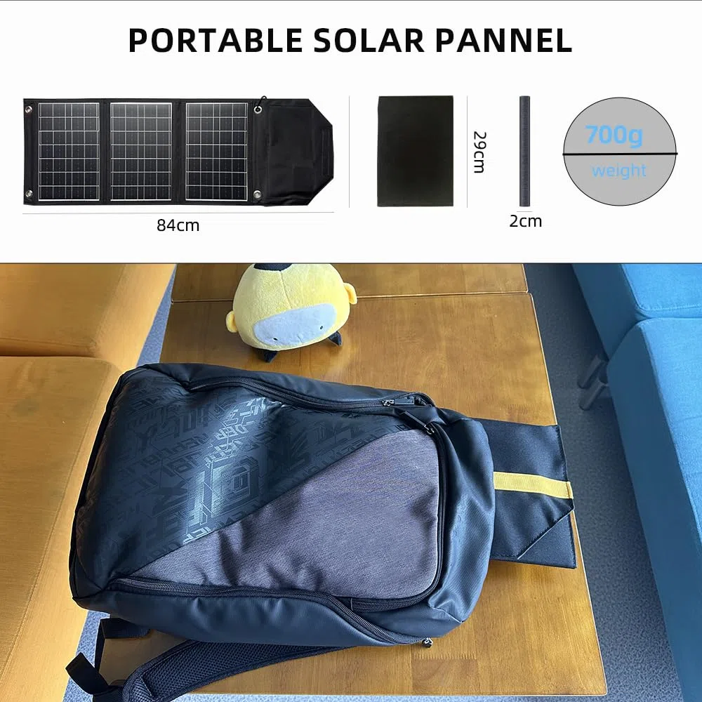 Caricabatterie a pannello solare pieghevole 45W con telefono USB-C e USB-A, alimentazione, uscita tablet QC3.0 - campeggio, passeggiata, zaino impermeabile viaggi