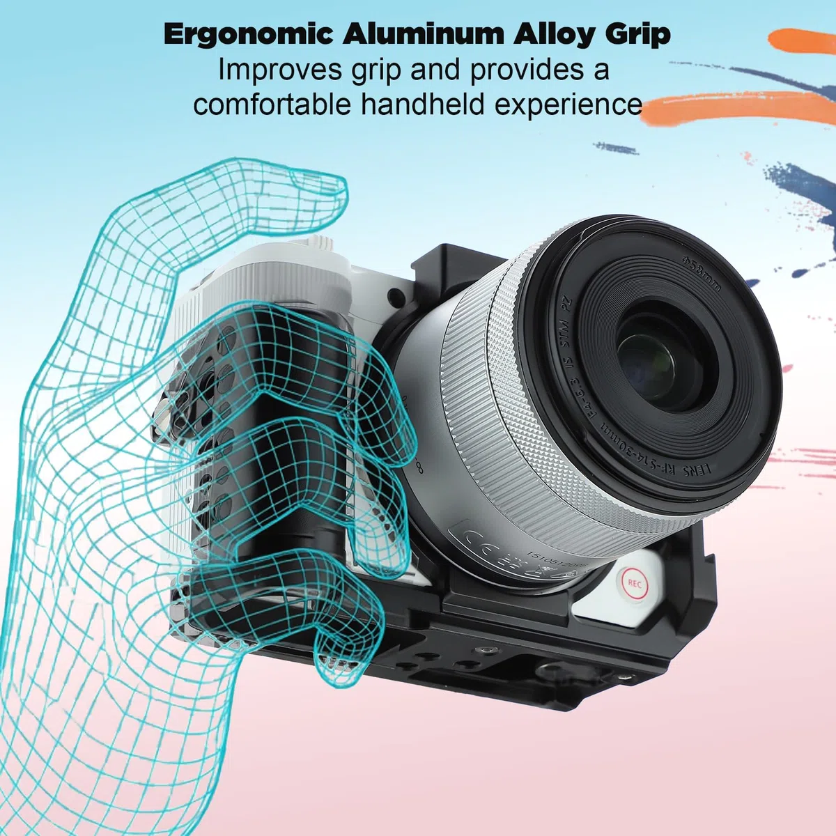 Leftfoto R50 V Gabbia per fotocamera Canon R50V con impugnatura - Telaio di protezione per fotocamera con base Arca Compatibilità con stabilizzatore DJI RS - per riprese video Vlog