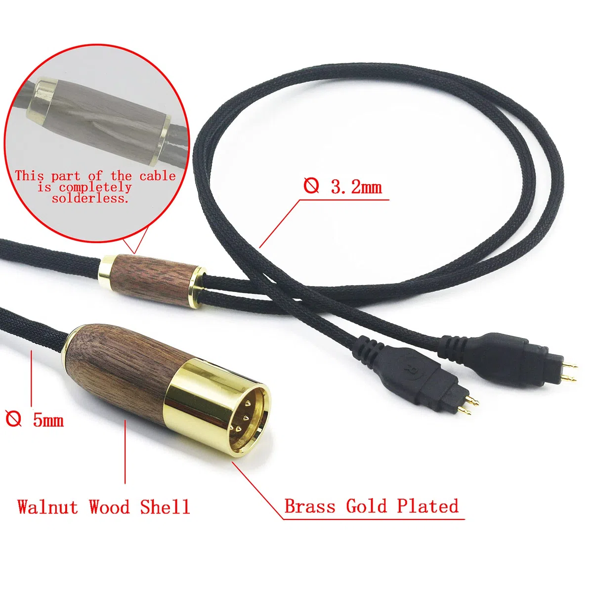 Cavo bilanciato XLR a 4 pin da 2 m, cavo audio di ricambio compatibile con cuffie Sennheiser HD650, HD58X, HD600, HD580, HD660S, HD660S2, HD6XX, 7N OCC, cavo placcato argento e rame con guscio in