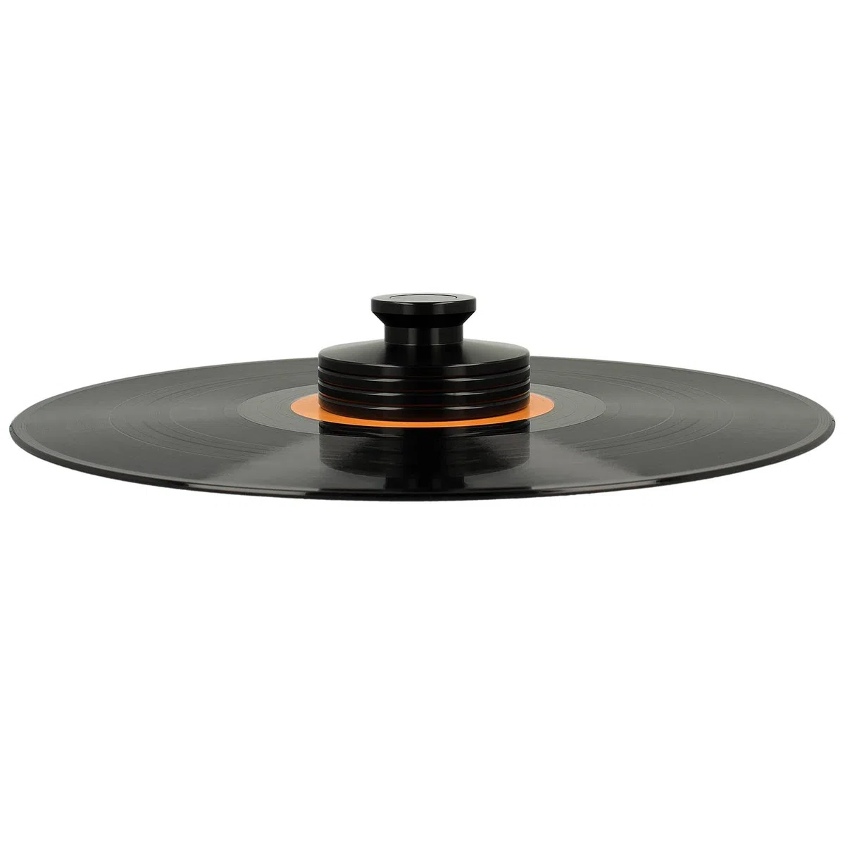 _blank #023bk | Stabilizzatore per Giradischi | Superficie di Supporto in Fibra di Carbonio e Inserto per Impugnatura | Peso del Disco | Alluminio | Nero | Peso del Supporto 335g