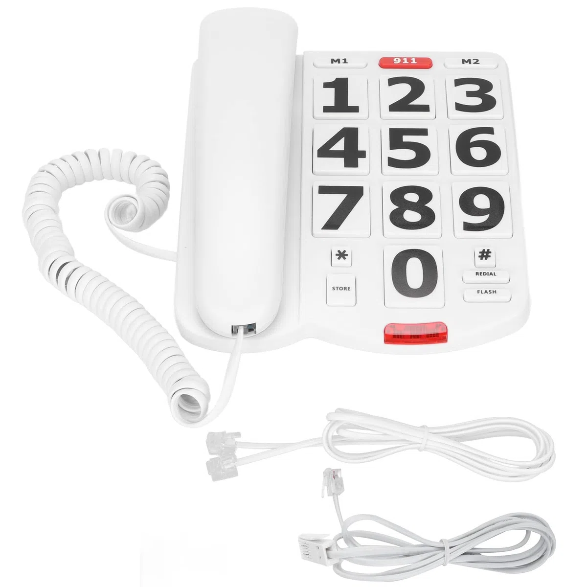Dpofirs Telefono con Tasti Grandi, Telefono Fisso Cablato con Tasti Grandi per Anziani, Telefoni Amplificati per Anziani con Problemi di Udito, Telefono Standard con Cavo con Suonerie Ad Alto Volume