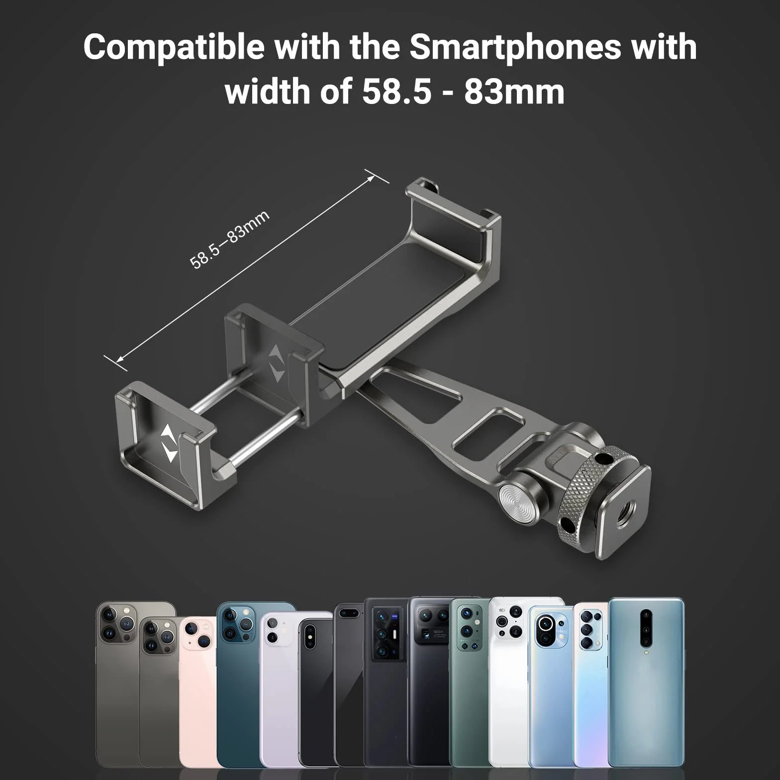 SMALLRIG Supporto Universale per Telefono e Fotocamera Con Cold Shoe, Foro Filettato 1/4'' e Rotazione 360° - Per Cinematografia e Vlogging - 3559