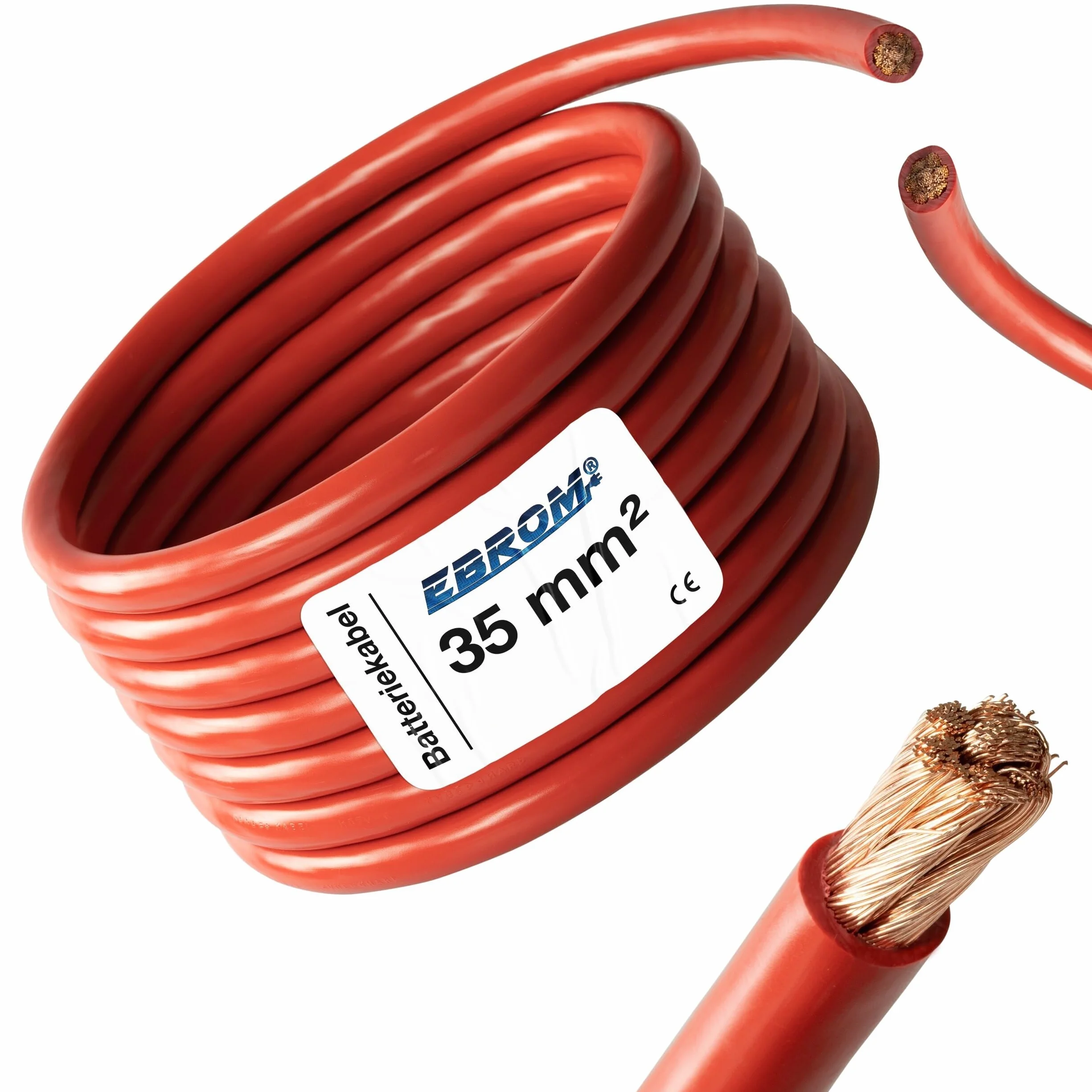 5 M Cavo per batteria rosso h07 V-K 35 mm² – Cavo per batteria auto – 100% rame OFC – 5 m (5 m) 35 mm²