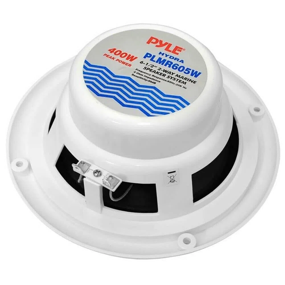 2 PLMR605W altoparlanti marini nautici sistema 2 vie da 200 watt rms 400 watt max da 16,5 cm 165 mm 6,5" di diametro bianchi impermeabili piscina barca hotel, a coppia