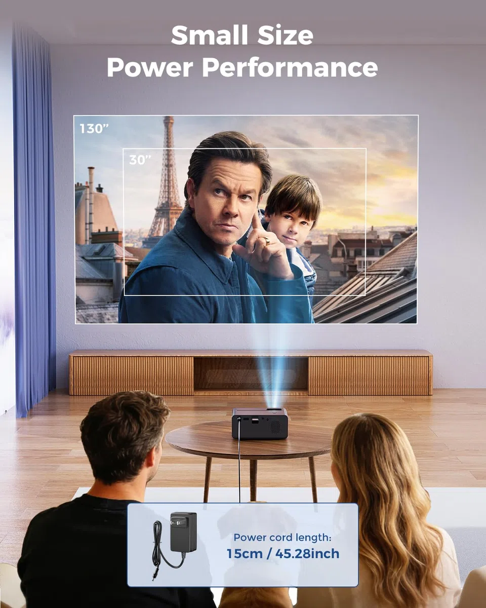 CiBest Mini proiettore 2025 aggiornato Full HD 1080P compatibile con proiettore video portatile, proiettore di piccoli film, compatibile con iOS/Android/Windows/TV Stick/Box/USB/HDMI