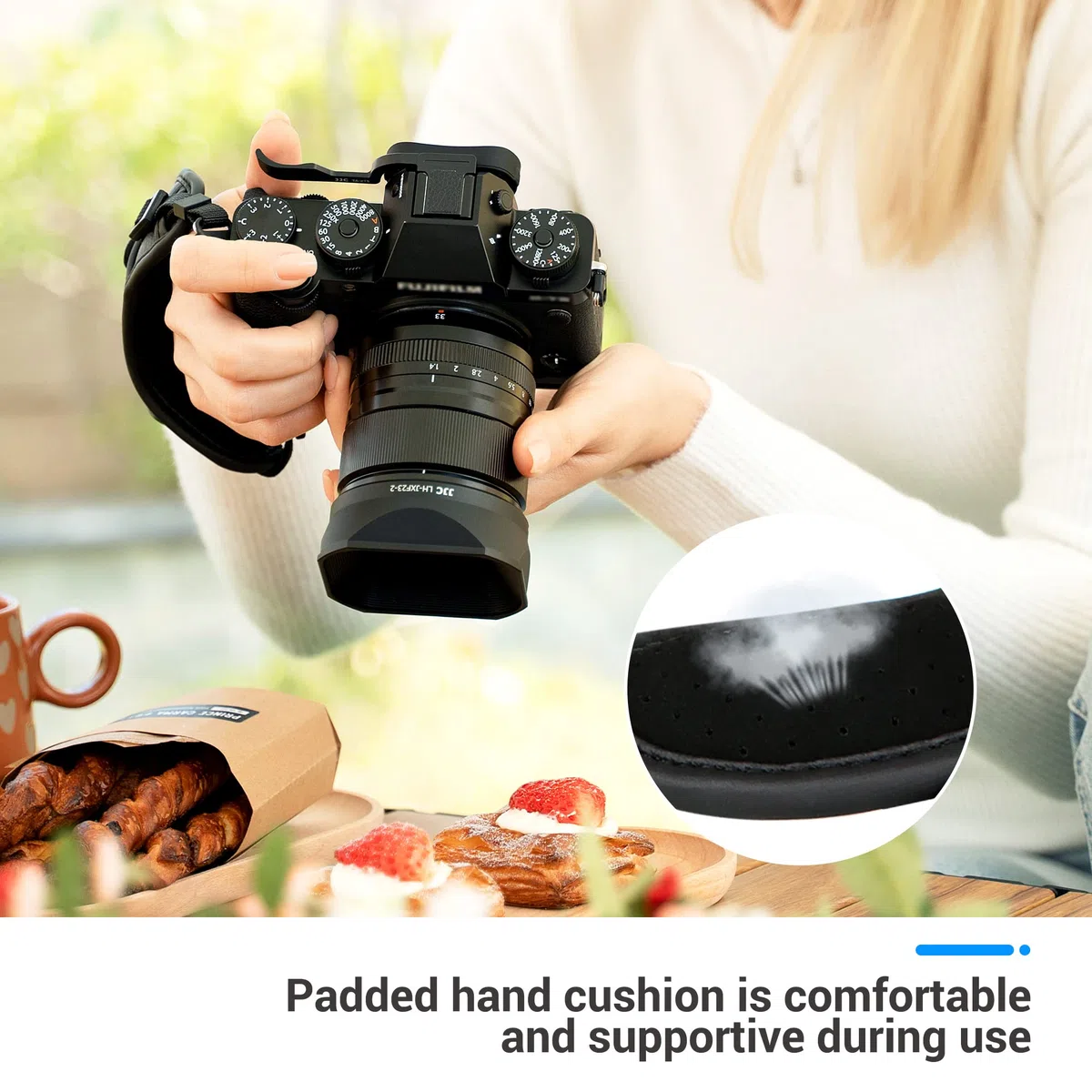JJC - Cinghia da polso per fotocamera DSLR con targhetta Arca Swiss per Can. Nik. (nero)
