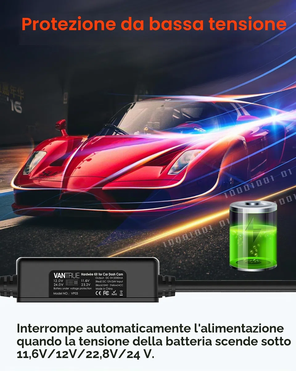 VANTRUE N5 4-Canali STARVIS 2 Dash Cam 5GHz WIFI GPS, 1944P/2.5K + Tripla 3HDR 1080P Telecamera per auto,VANTRUE Kit cablaggio USB-C regolabile con 2 stadi per Dashcam N5/N4/E3/E2/E1/N2S/N2 Pro, da 12