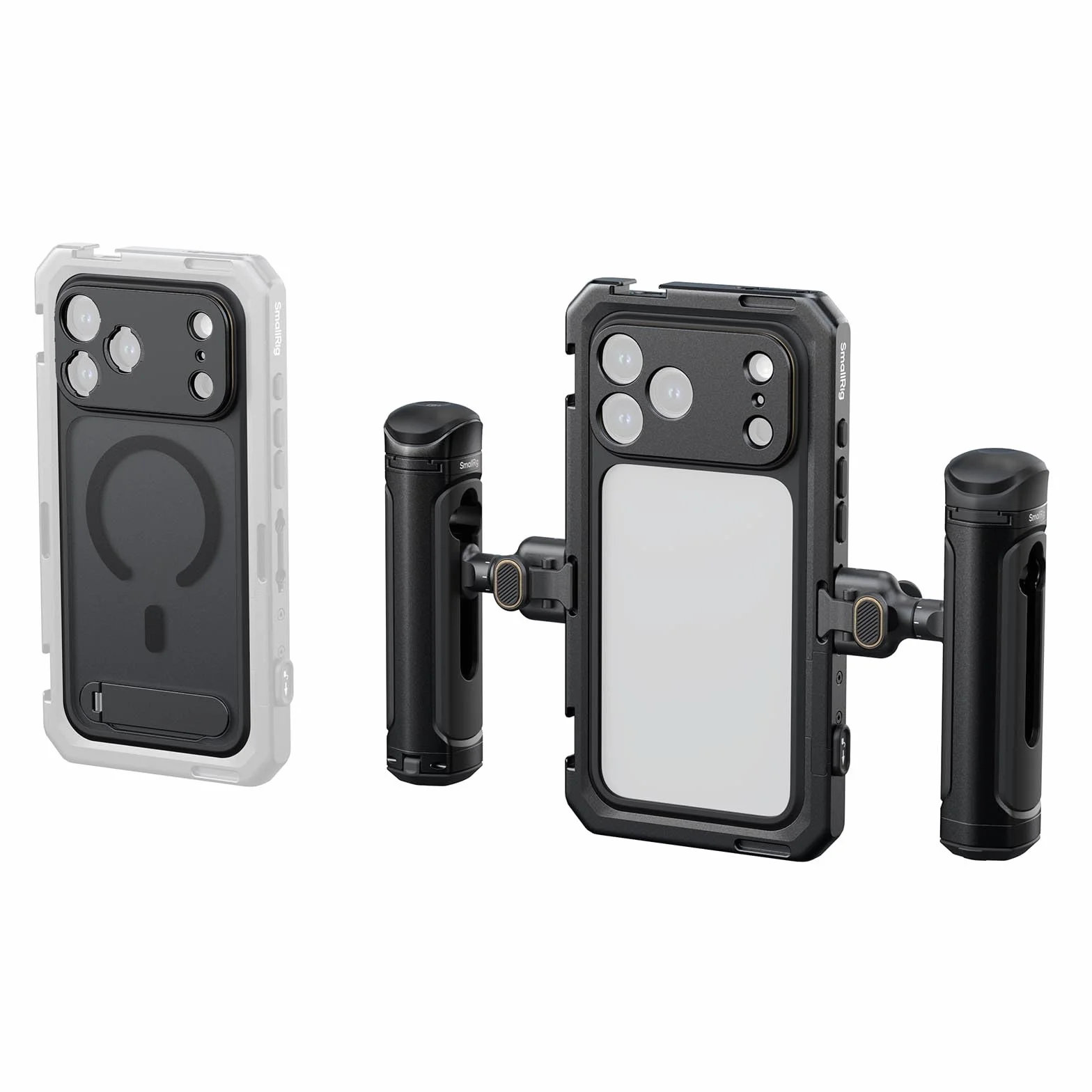 SMALLRIG Kit per doppia gabbia video per iPhone 17 Pro, supporto per telefono con maniglia laterale a sgancio rapido wireless, attacco a T da 17 mm e piastra posteriore per obiettivo - 5540