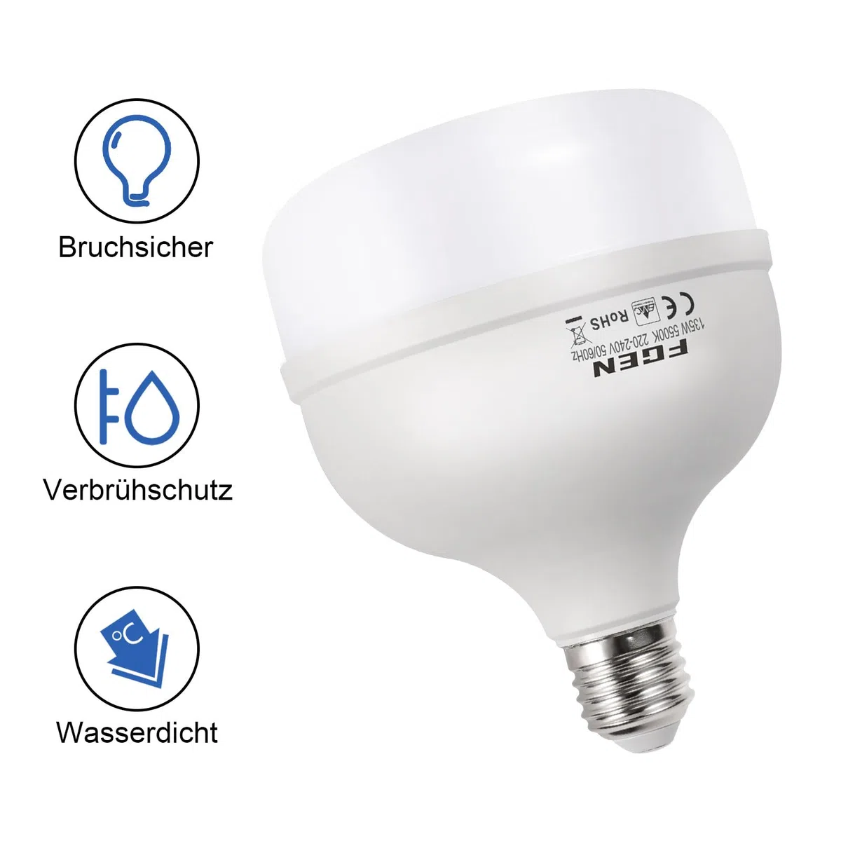 FGen Lampada fotografica da 135 W, 5500 K, con spina E27, lampada da studio, a risparmio energetico, 10.000 ore, illuminazione per fotografia di prodotto, softbox, studio fotografico T40 Bulbs