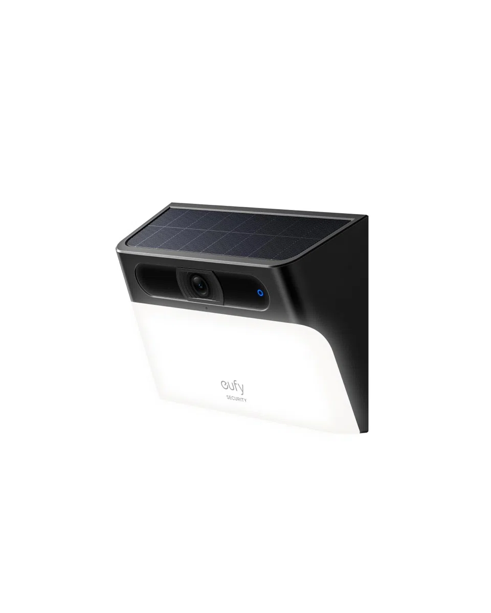 eufy Security Telecamera esterna da parete e luce S120, 1080P, wireless, potenza solare illimitata, luce attivata da rilevamento movimento, rilevamento AI, impermeabile IP65, faretto, no costi mensili