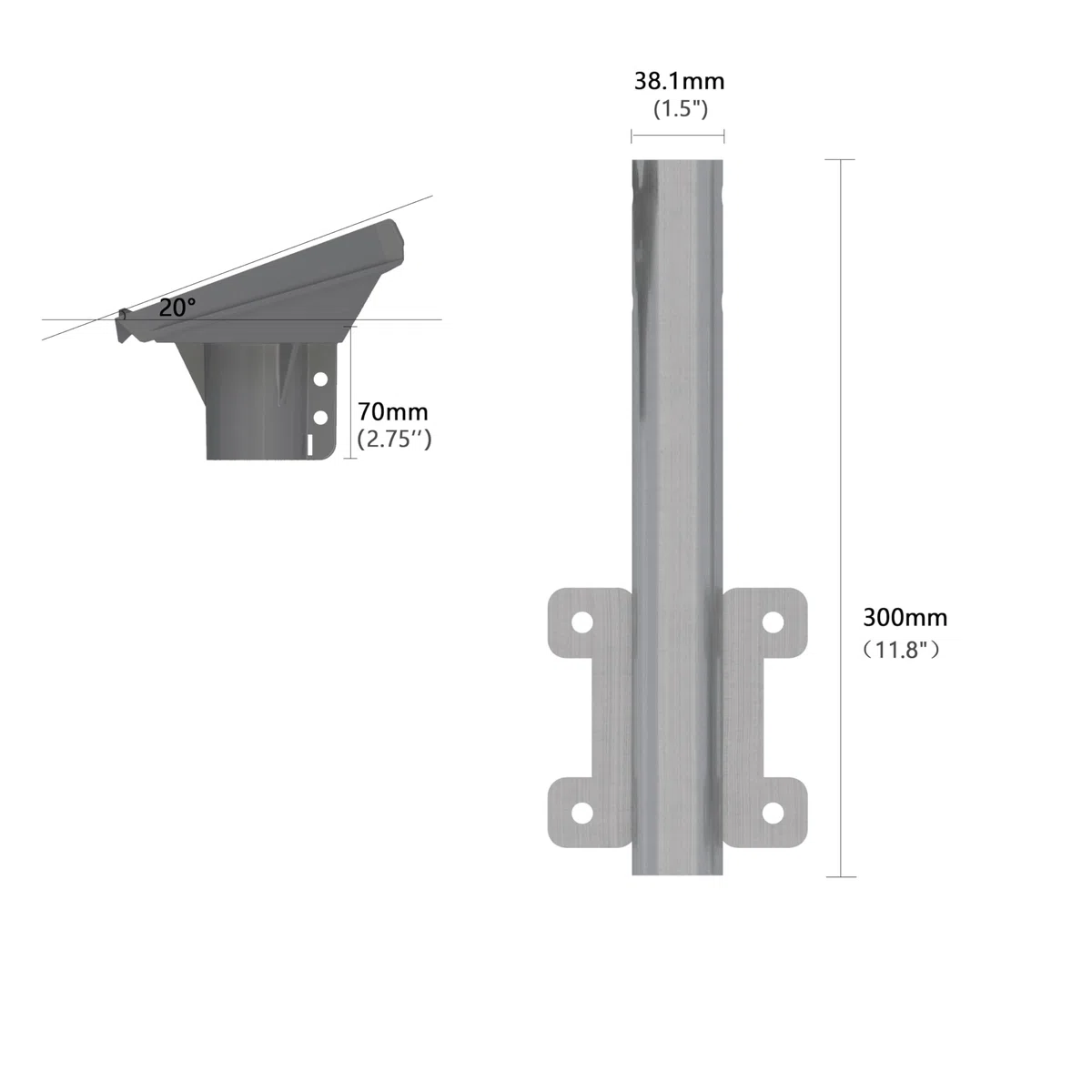 Staffa di montaggio su palo Starlink Standard Gen 3 - Adatta a pali da 25mm-70 mm, adattatore per tubo incluso, resistente per camper, balconi e pali esistenti | Senza trapano