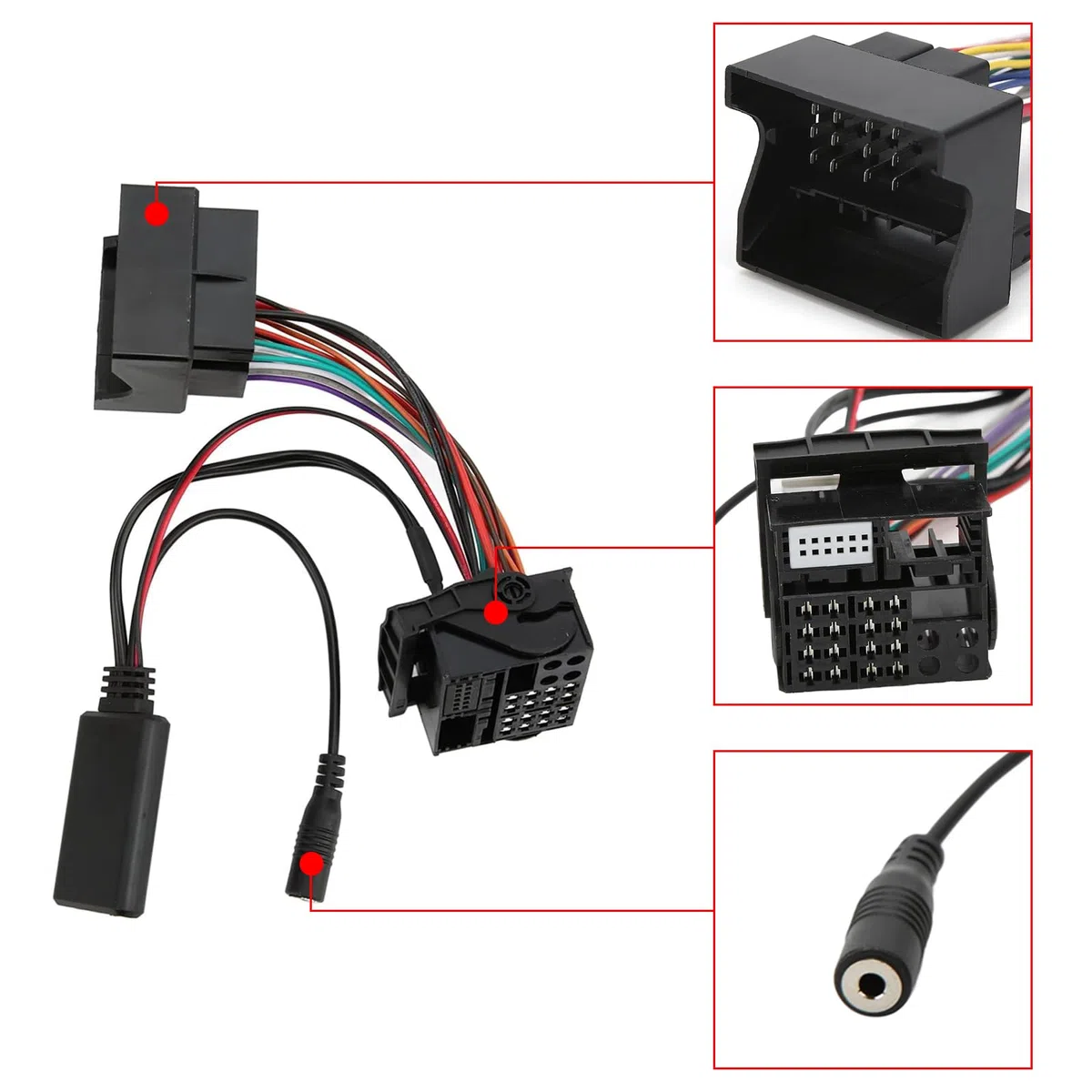 Flylin - Adattatore Bluetooth AUX per musica, cavo modulo AUX IN Bluetooth a 12 pin con microfono, microfono vivavoce compatibile con autoradio Volkswagen Skoda RCD210 RCD310 RCD510 RNS510