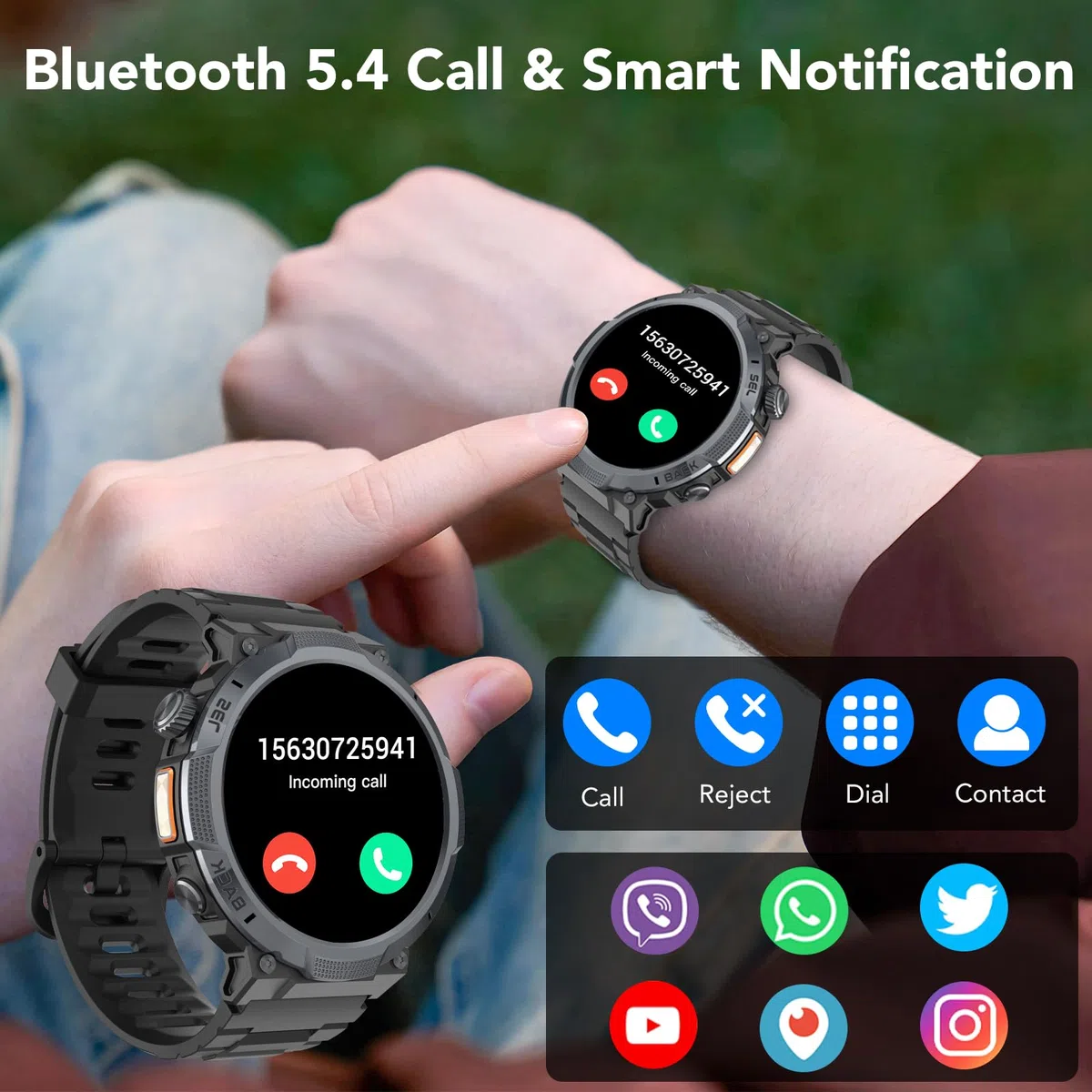 TIMU Orologio Smartwatch Uomo, Schermo AMOLED 1,53, Autonomia 30 Giorni, Orologio Militare Uomo Chiamate Bluetooth, Monitoraggio Frequenza Cardiaca/Sonno, Impermeabile IP68, 110 Modalità Sportive