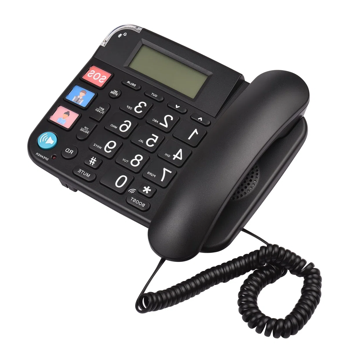 Telefono Cavo Portatile con un Grande Anziano per Anziani, Impiegato per il Benessere Potenza a Potenza con Supporto per Numeri VIP (BLACK)