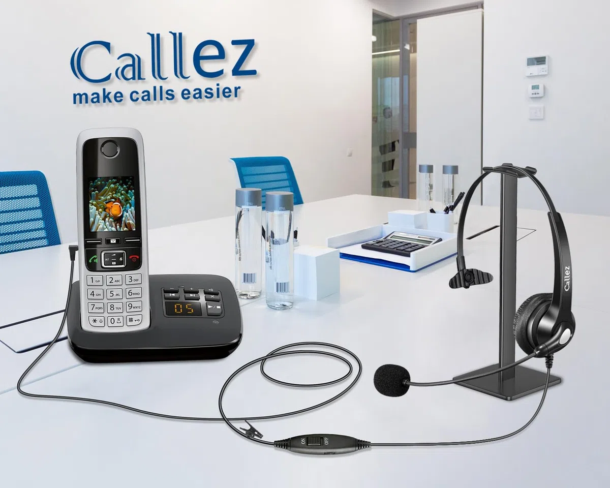 Cuffie telefoniche fisse senza fili con microfono Cancelling, 2,5 mm, compatibili con Panasonic Gigaset C430A C530 CL660HX S850 Yealink W52P Cisco Grandstream Polycom DECT telefoni fissi
