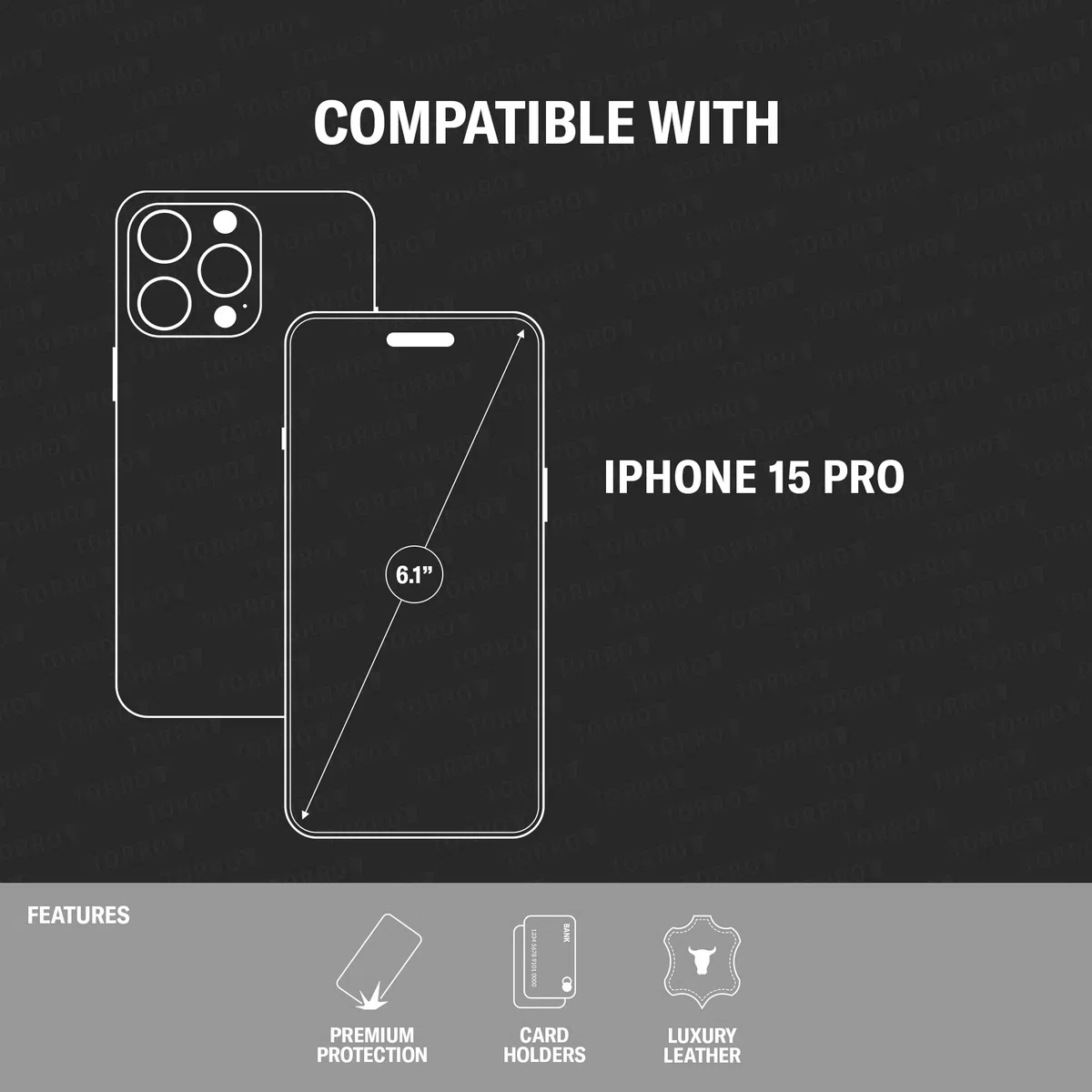 TORRO Custodia Flip in Pelle Compatibile con iPhone 15 Pro – Custodia in Vera Pelle Compatibile MagSafe con Porta Carte (Nero)