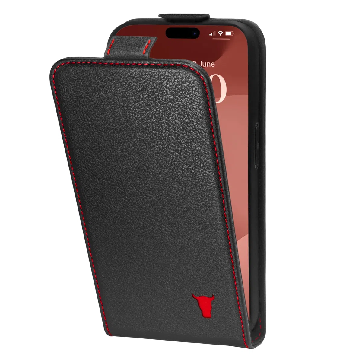 TORRO Custodia Flip in Pelle Compatibile con iPhone 15 Pro – Custodia in Vera Pelle Compatibile MagSafe con Porta Carte (Nero)