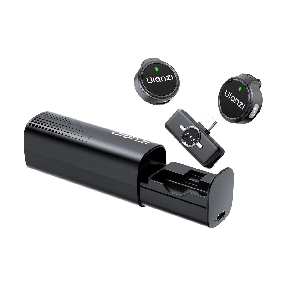 ULANZI A21 microfono wireless professionale per cellulare, Mini microfono USB C, Durata batteria 30H, Microfono bluetooth per video social,portata 100 m, Compatibile con iPhone17 16 15