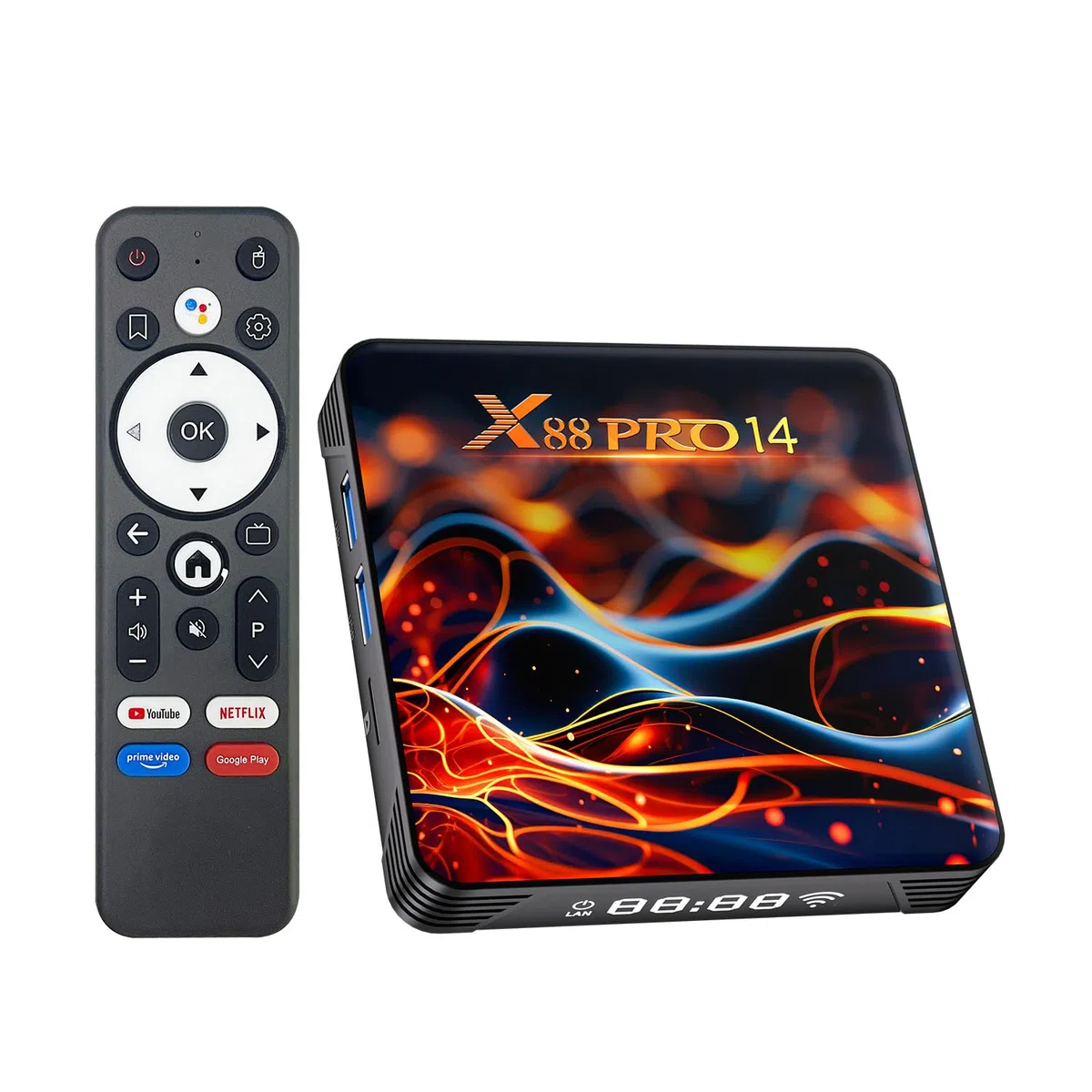 TV Box Android 14.0 4K @60fps, 2026 Neueste Android Box RK3518 mit RAM 2G ROM 16G WiFi6 Enternet 10/100M Bluetooth 5.0 USB 3.0 Unterstützt HD 8K 2K 1080P Smart TV Box Client Streaming mit Voice Remote