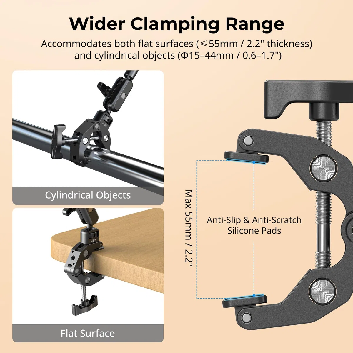 SMALLRIG - Kit Braccio Magico con Morsetto da Scrivania per MagSafe per iPhone, Braccio Flessibile Regolabile a Due Fasi da 55 cm / 21,6" con Presa Sicura per Smartphone, Webcam, Action Cameras - 5626