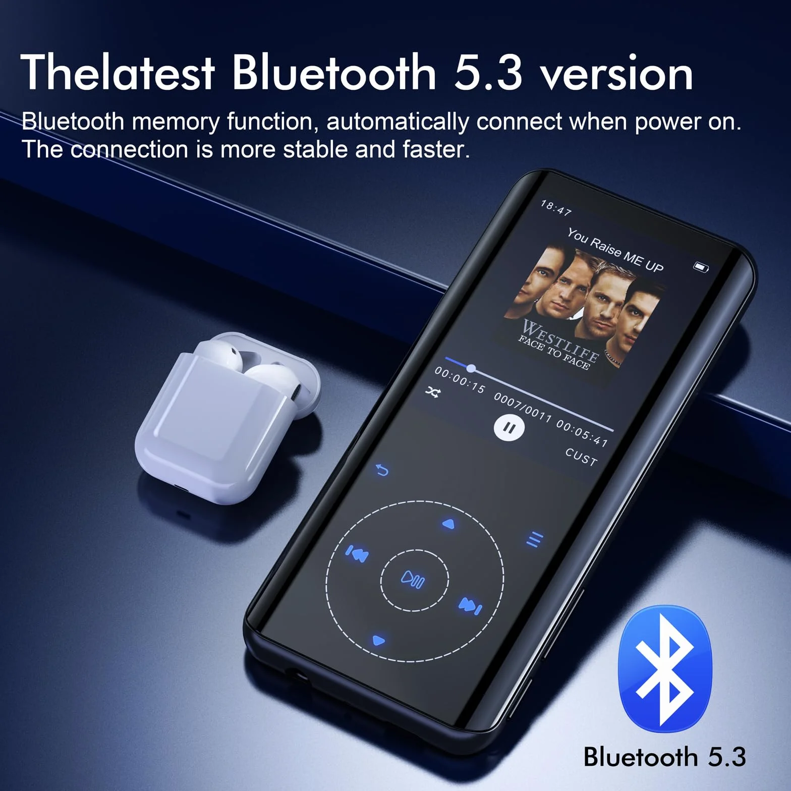 64GB Lettore MP3 Bluetooth, HiFi Music Lossless Sound, custodia in metallo con altoparlante HD incorporato, pulsante a sfioramento, registratore vocale per sport, espandibile fino a 128GB (64G)