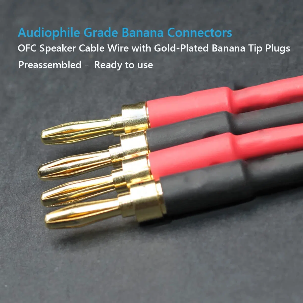 WF - 2 cavi a banana HIFI OFC in rame puro di alta qualità, spina a banana dorata da 2 m, maschio a maschio, 600 fili, 14 AWG, per altoparlanti audio, sistema home theater HIFI (2 m)