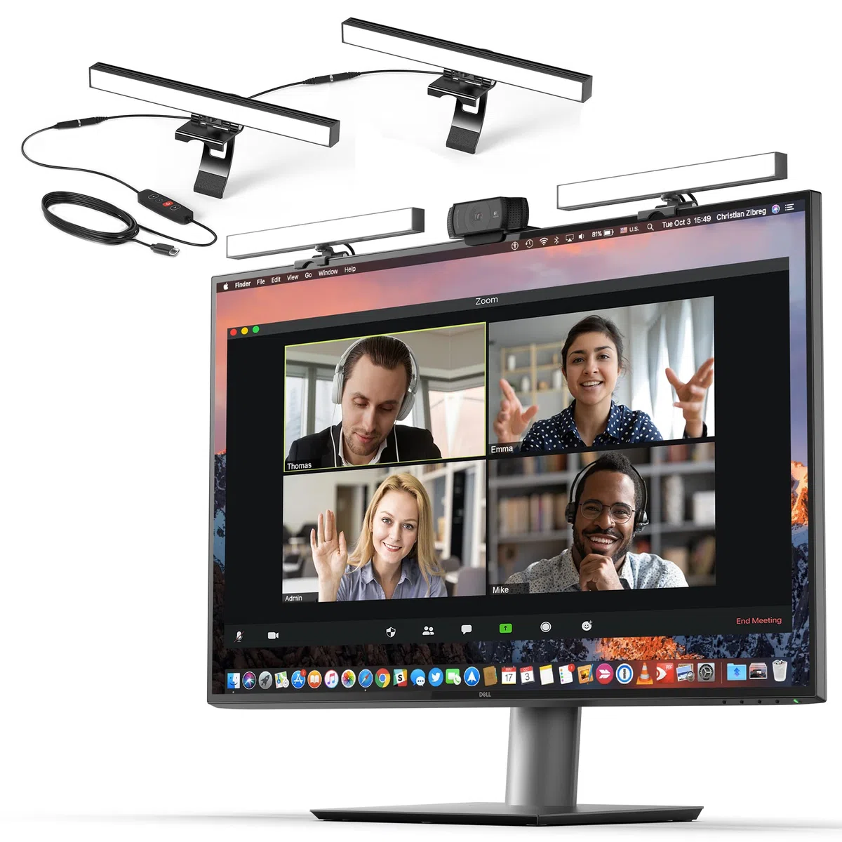 HumanCentric Illuminazione per videoconferenze - Luce per webcam per streaming, monitor LED e luce per laptop per videoconferenze, illuminazione zoom per computer, 2 unità