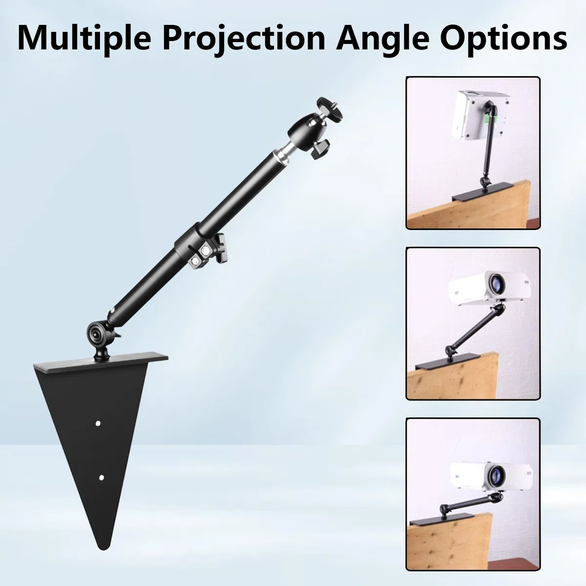 Supporto per Proiettore, Supporto per Proiettore Senza Foratura per Letto e Divano Lunghezza Supporto Regolabile 33-45 Cm Supporto da Parete in Metallo con Regolazione Multi-Angolo Compatibile con Z6X