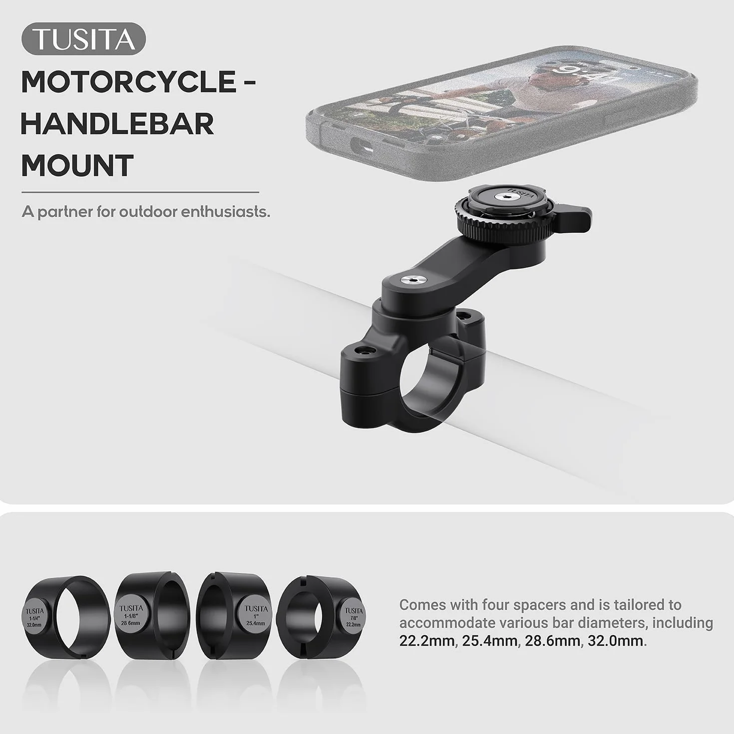TUSITA Supporto per Telefono da Moto Compatibile con Quad Lock Smartphone Custodia