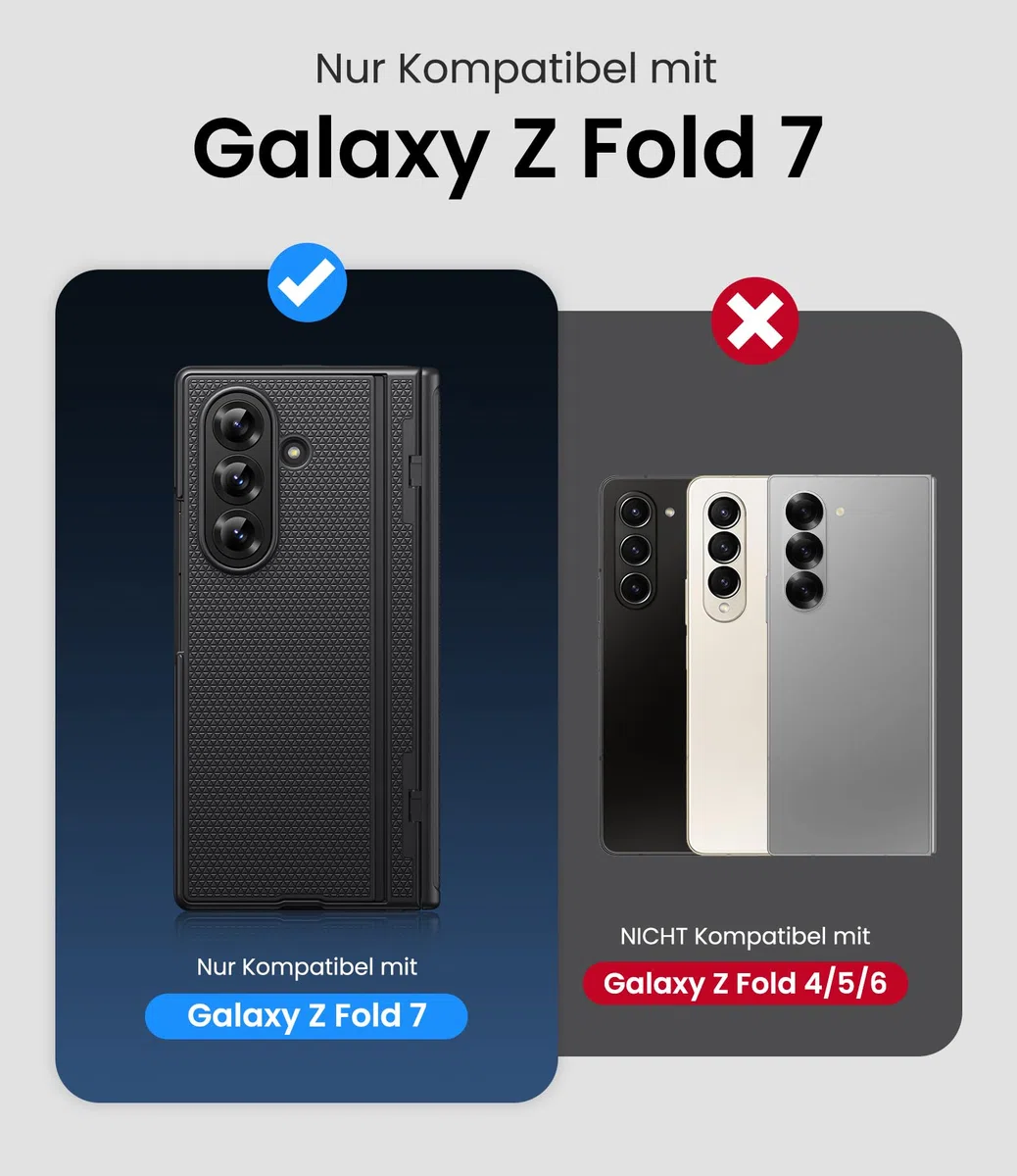 Cover con supporto per Samsung Galaxy Z Fold 7, Supporto, Protezione Schermo Anteriore, Pellicola protettiva Resistente, Antiurto per schermo frontale, Sottile, Nero