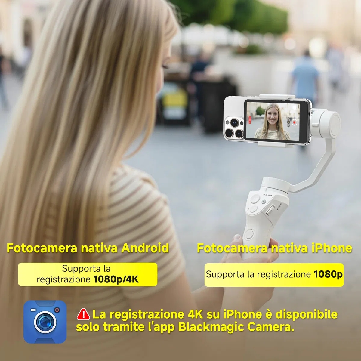 SYNCO XView Vlog Selfie Monitor Schermo 4K per iPhone e Android, Wireless Magnetico Telecamera Posteriore Phone Monitor con Gamma 164FT, Batteria 3H, Altoparlante Integrato per Youtube TikTok (Blu)