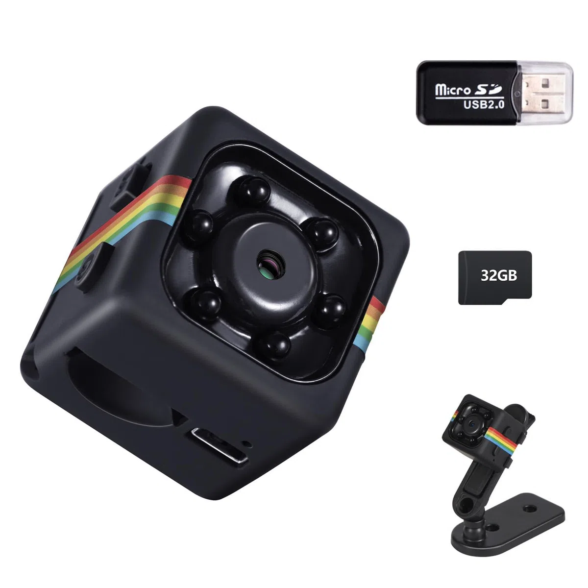 Bextgoo Mini Telecamera Senza Wifi, 1080P FHD Telecamera Spia con Scheda di TF da 32 GB, Microcamera Senza Fili Videocamera Sorveglianza Per Auto/Casa/Esterna/Interna(Nero)